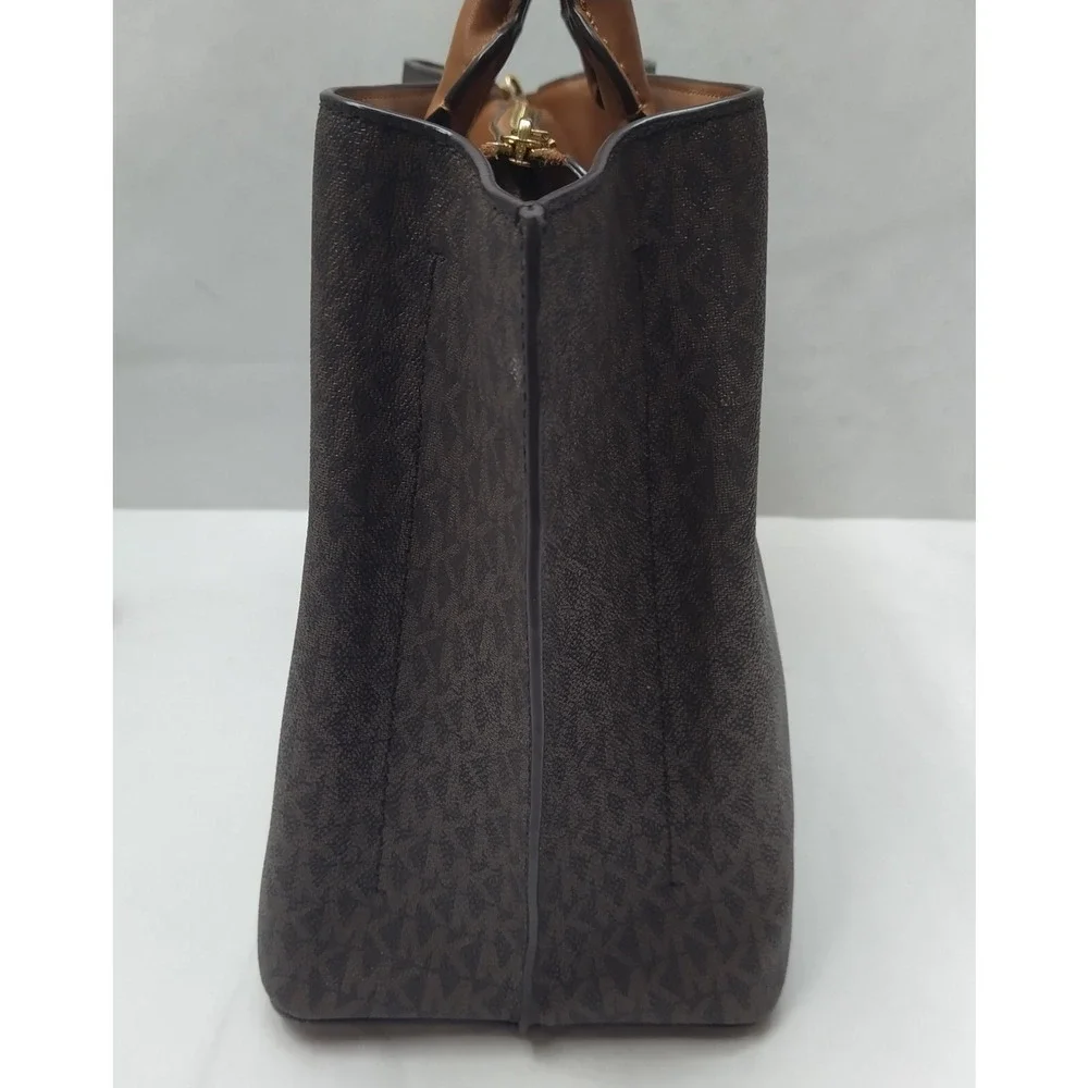 Michael Kors Arielle Brown Leather Double Handles Satchel Bag - Picture 5 of 16